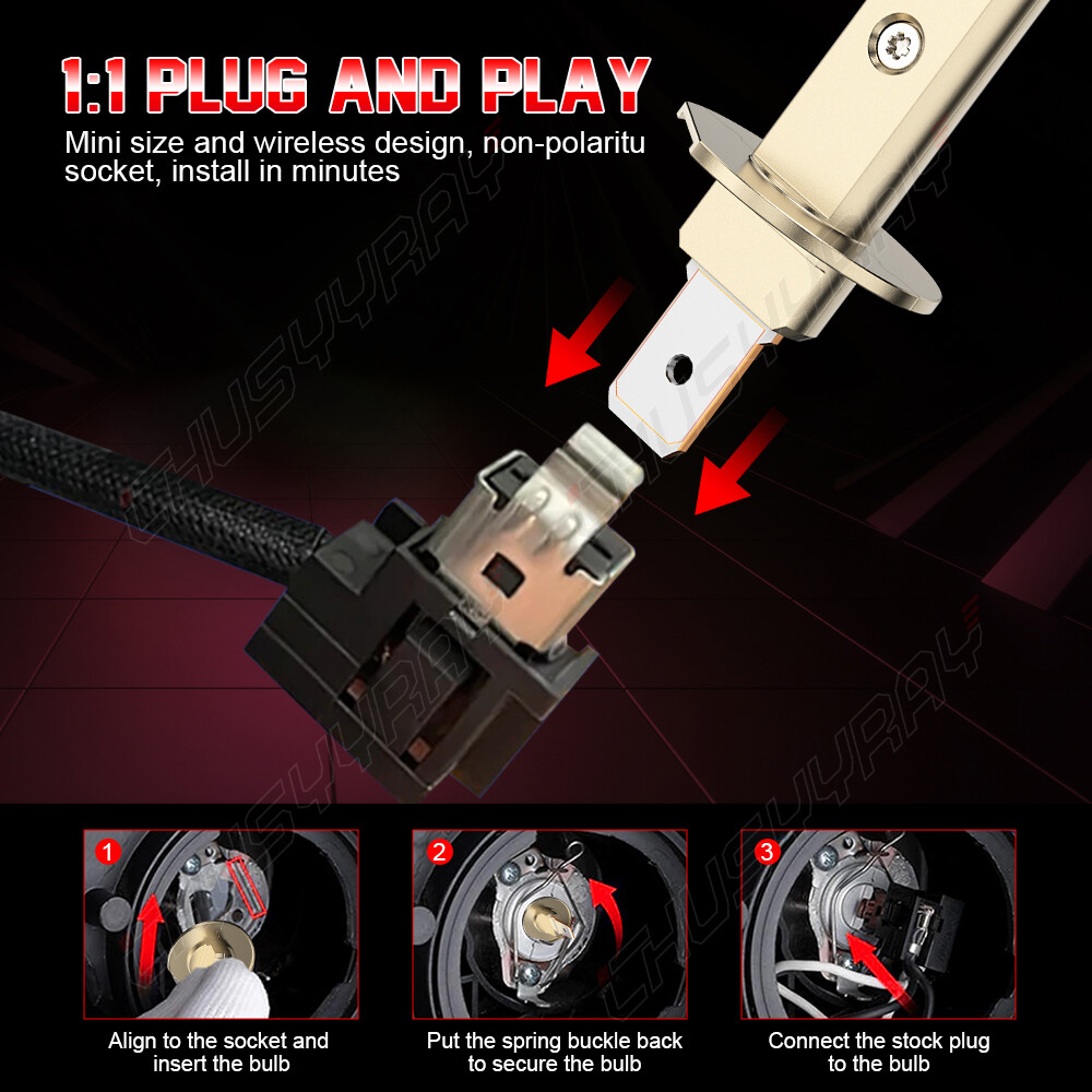 4x H1 LED Headlight Bulbs Conversion Kit High Low Beam Super Bright 10000K White