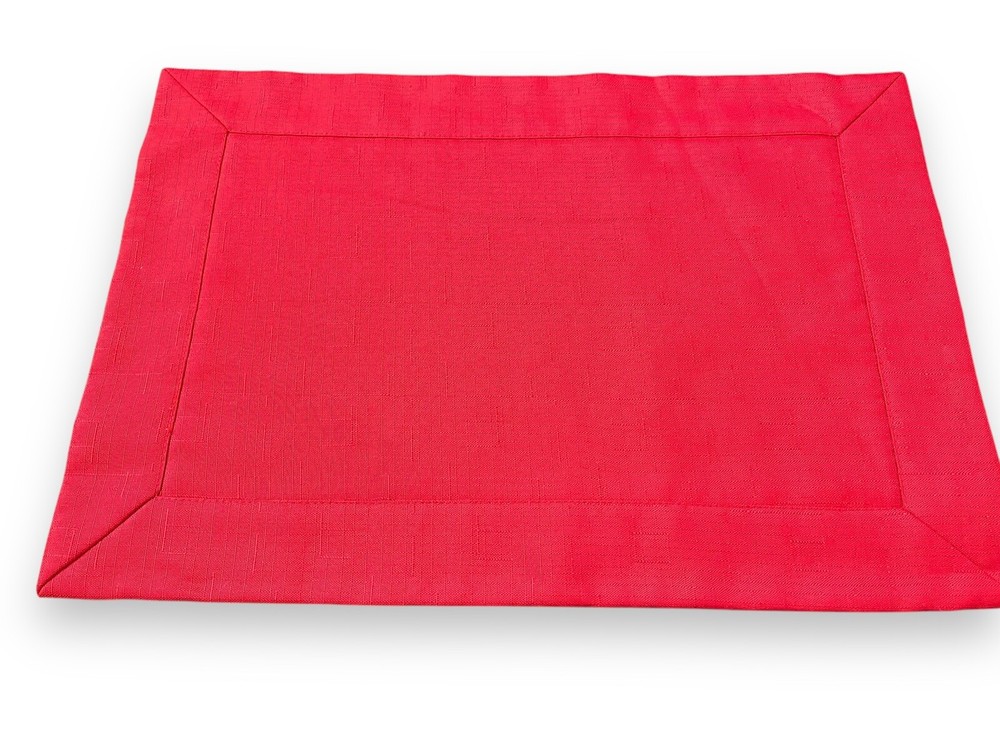 10 Classic Red Hemstitch Rectangular Placements for Christmas Holidays All Year