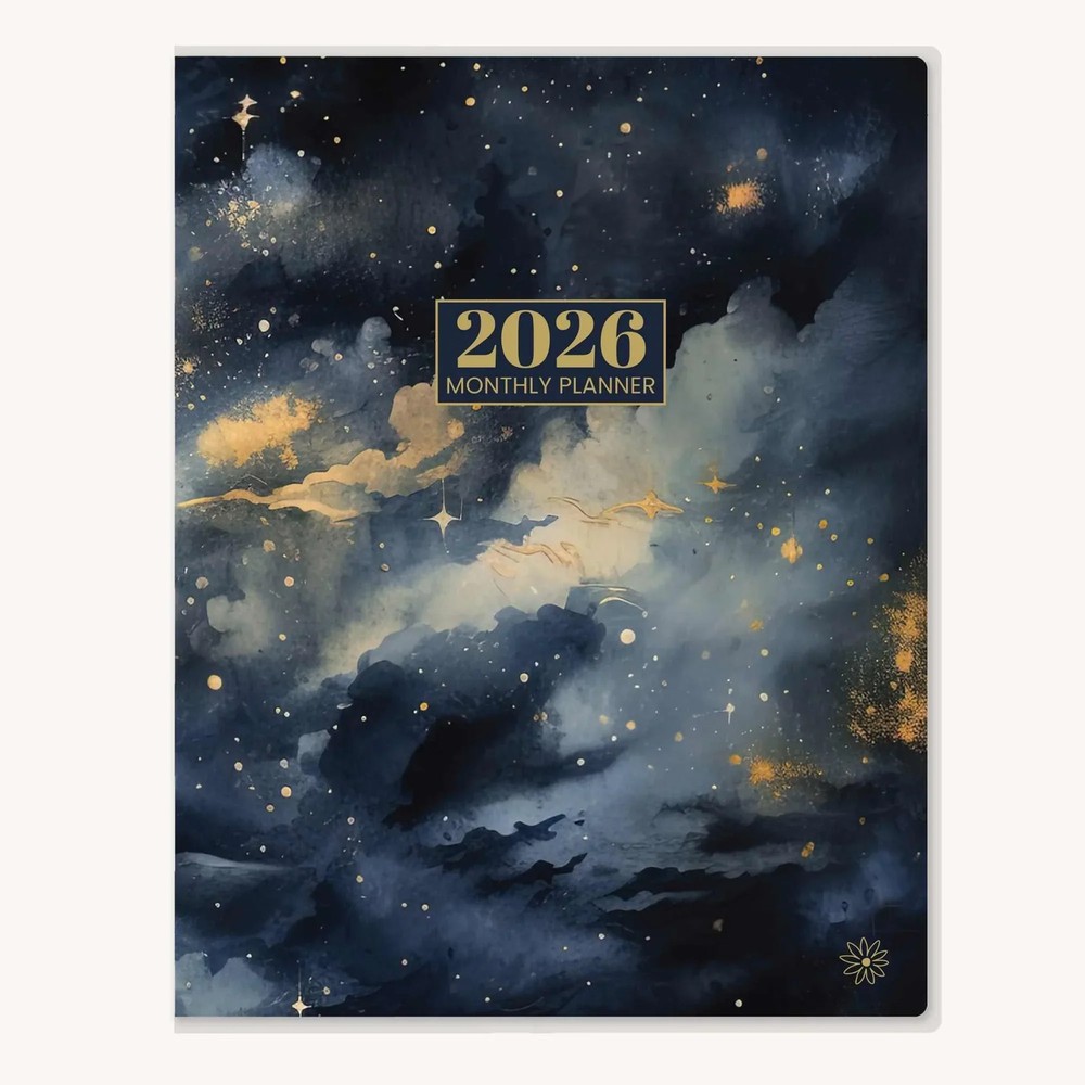 2026 Monthly Planner, 9" x 12", Midnight Sky