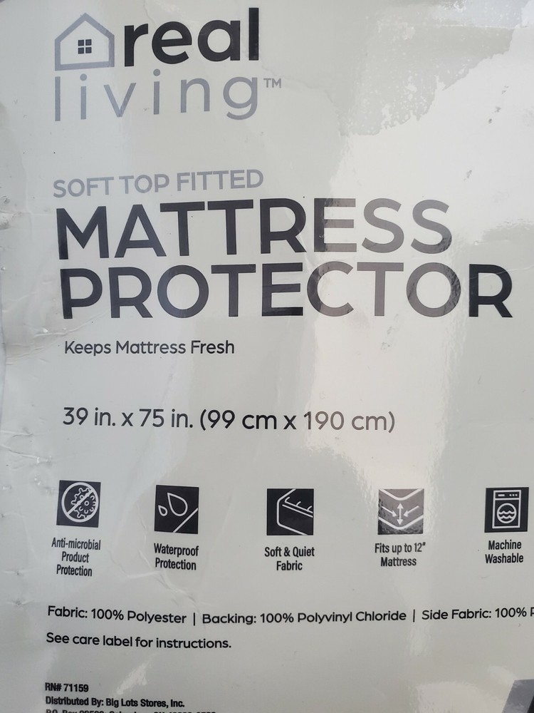 Real Living Soft Top Fitted Mattress Protector Twin Bed White