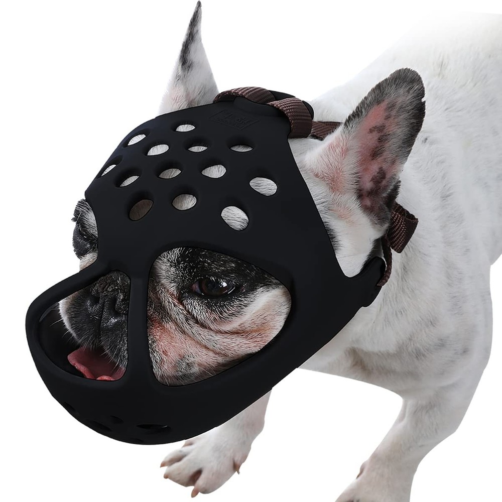 Dog Muzzle for Short Snout, Soft Frenchie Muzzle for Biting, Chewing, Licking...