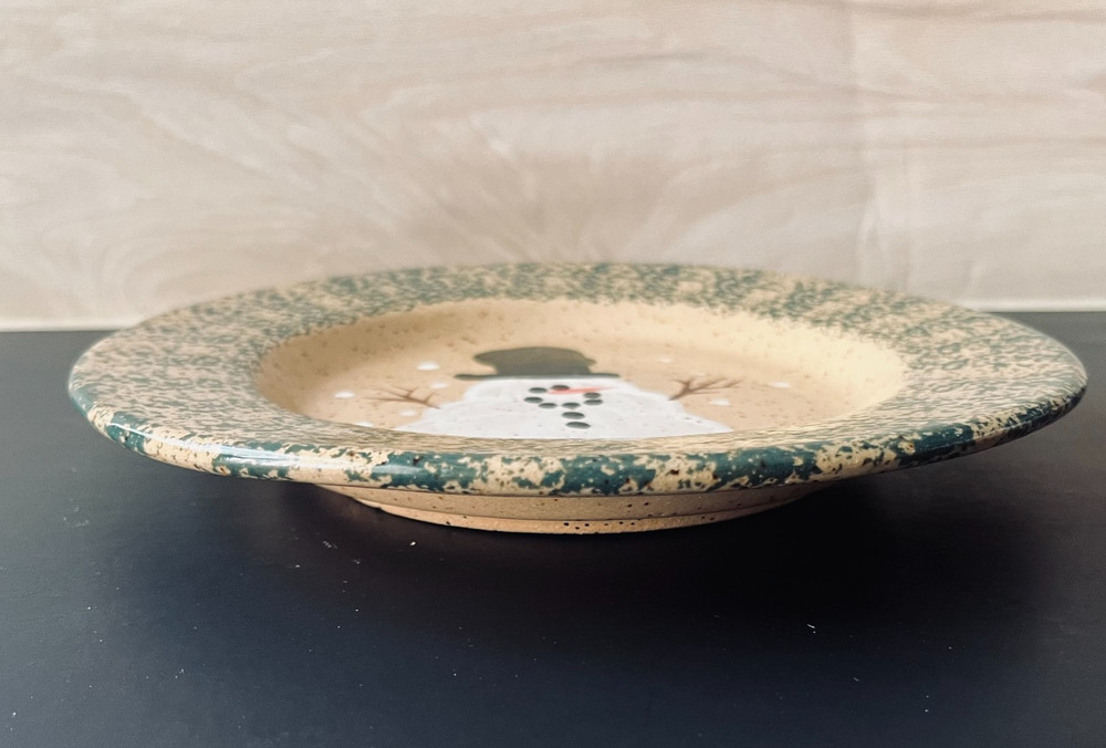 THREE RIVERS POTTERY Snowman 8" PLATE Coshocton OH SIGNED