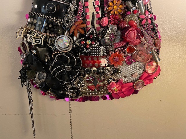 Funky Guitar Wall Art- 'Hello Kitty"- Handmade