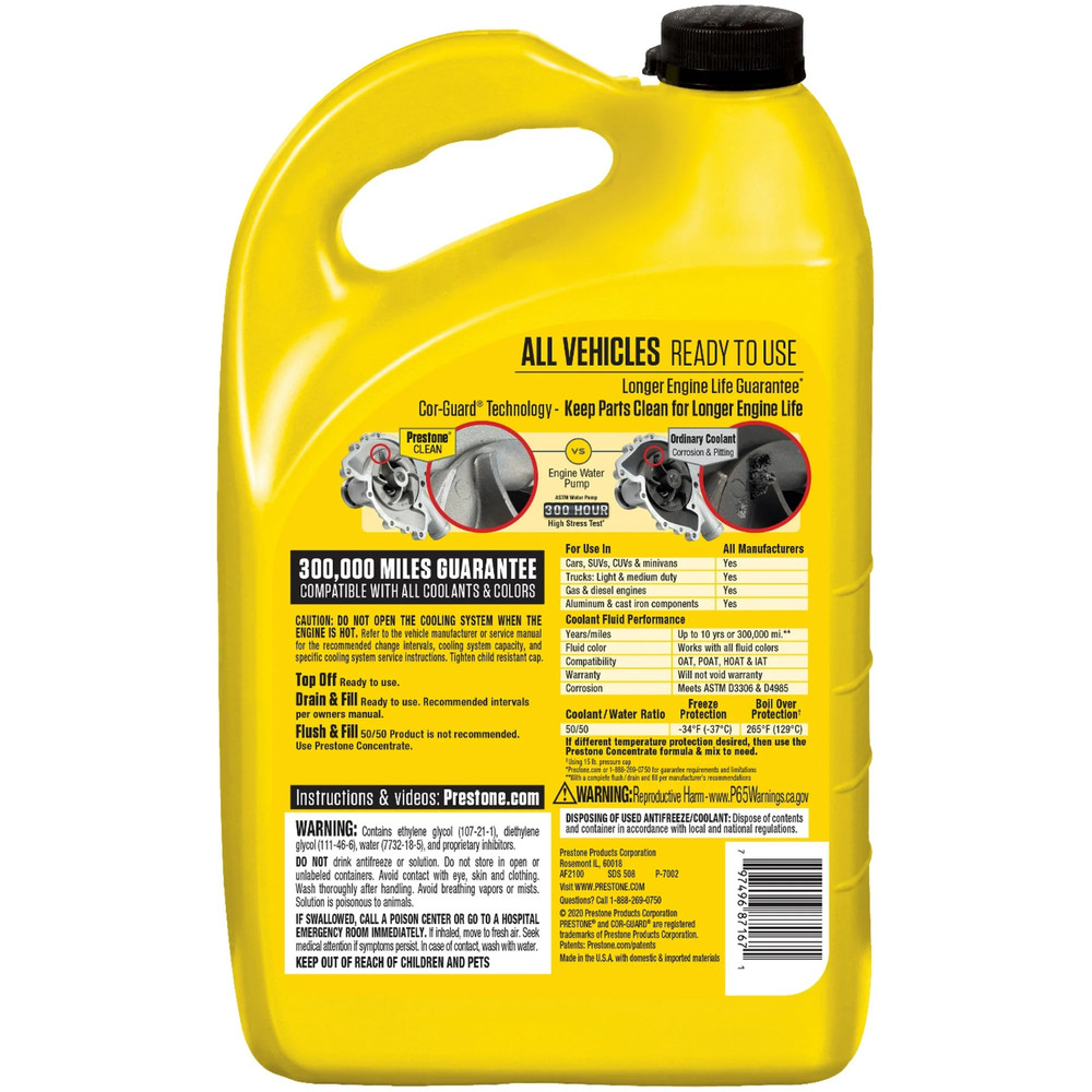 (2 pack) Prestone Extended Life Prediluted Antifreeze/Coolant, Universal Use