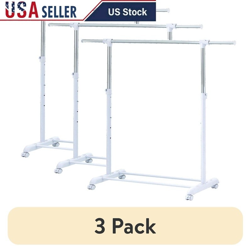 Adjustable Rolling Garment Rack Clothes Organizer Space Saver Tool-Free Assembly