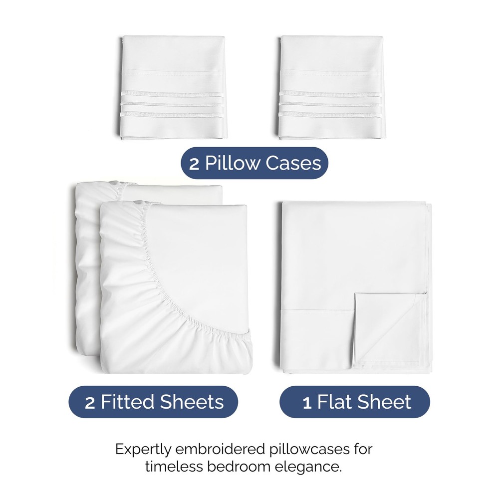 Split King Size 5 Piece Sheet Set - Comfy Breathable Cooling Bed Sheets Set ...