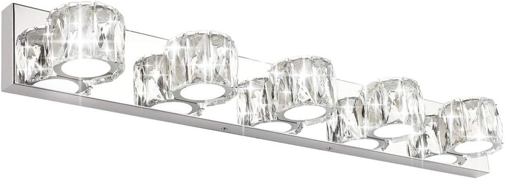 Modern 5-Light Crystal LED Vanity Wall Light for Bathroom Lighting