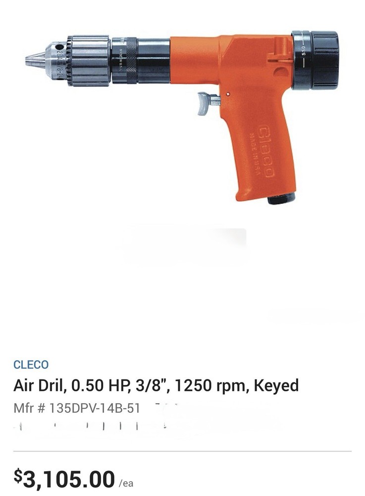 Cleco - variable speed drill motor. Model 135DPV-14B-51