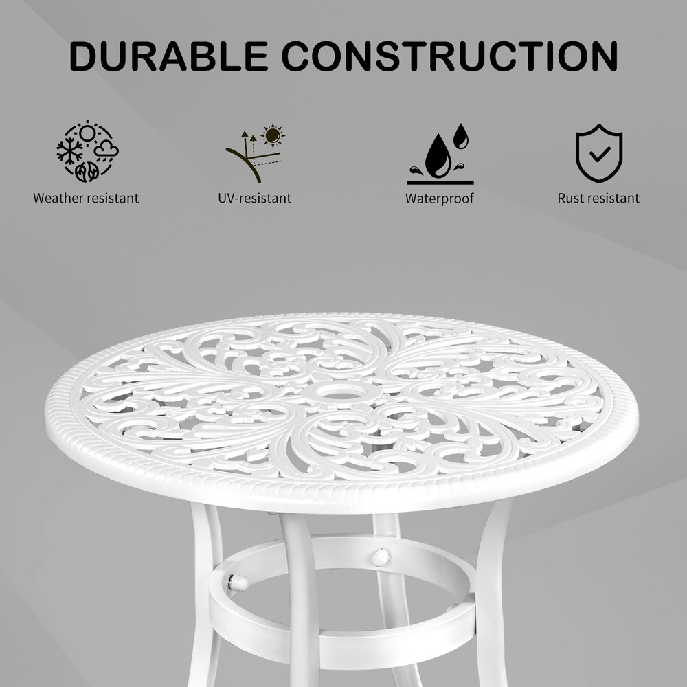 Patio End Table Side Table, Cast Aluminum Cocktail Table