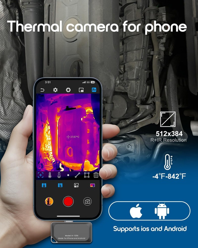 Thermal Camera for iOS and Android, 512×384 Super IR Resolution Thermal Imagi...