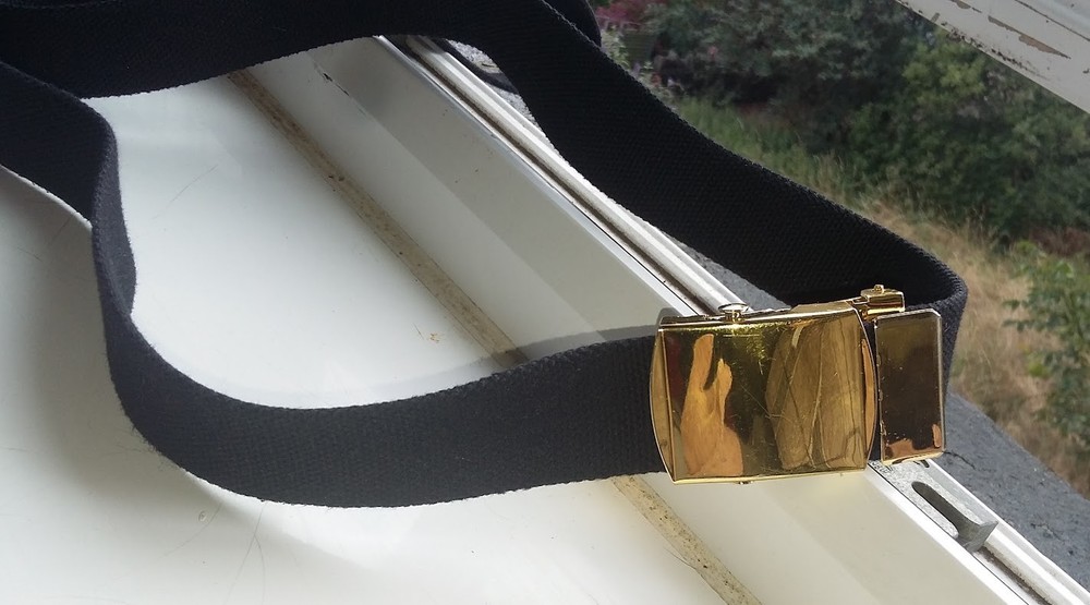 British Military Issue Royal Navy Working Pull Through Black Trouser Belt 44"