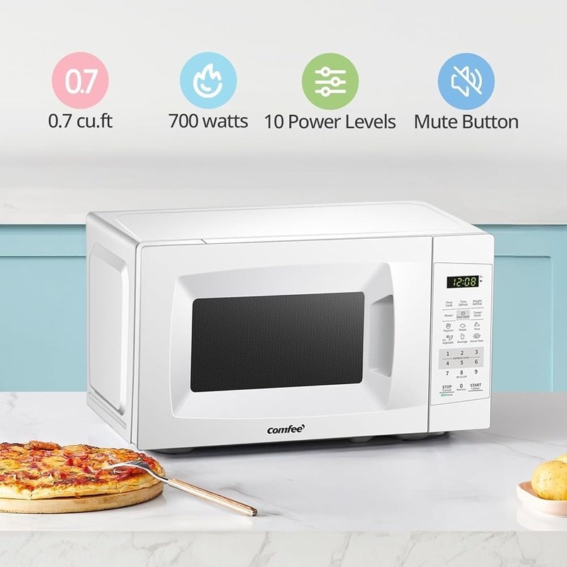 Two-Step Child Lock Microwave Oven 700W Mute Function Eco Mode Express Cooking