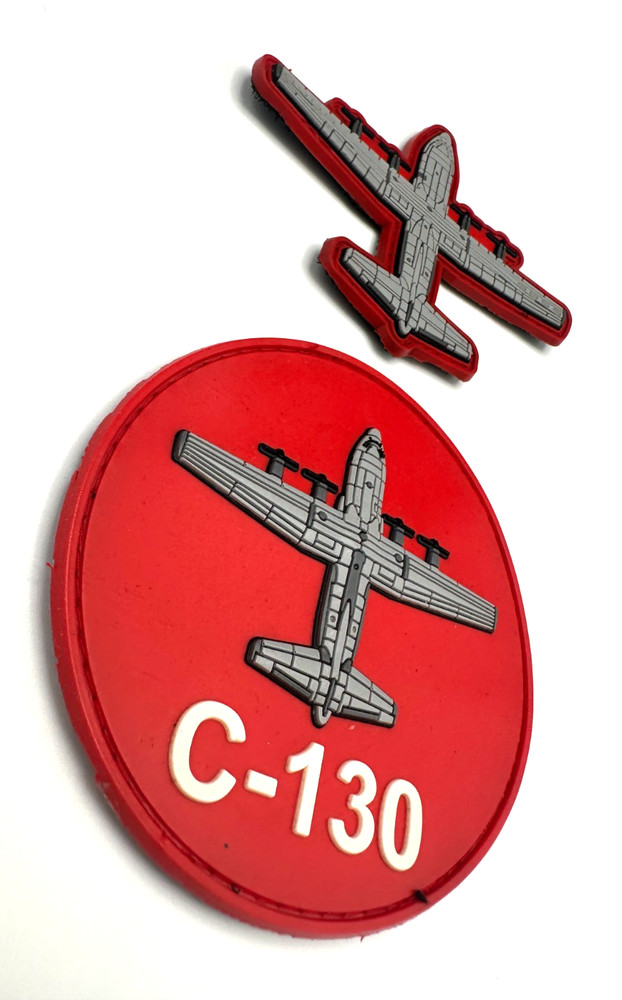 C-130 RED BUNDLE- ROUND SHOULDER & C-130 SILOUETTE- HIGH QUALITY PVC PATCH
