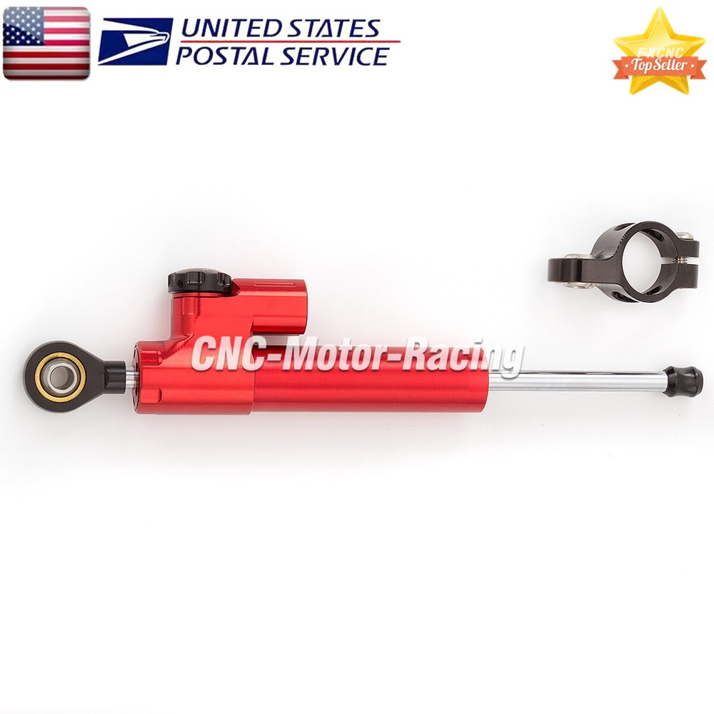 Adjustable CNC Steering Damper Stabilizer Linear Shock Aluminum Motorcycle Red