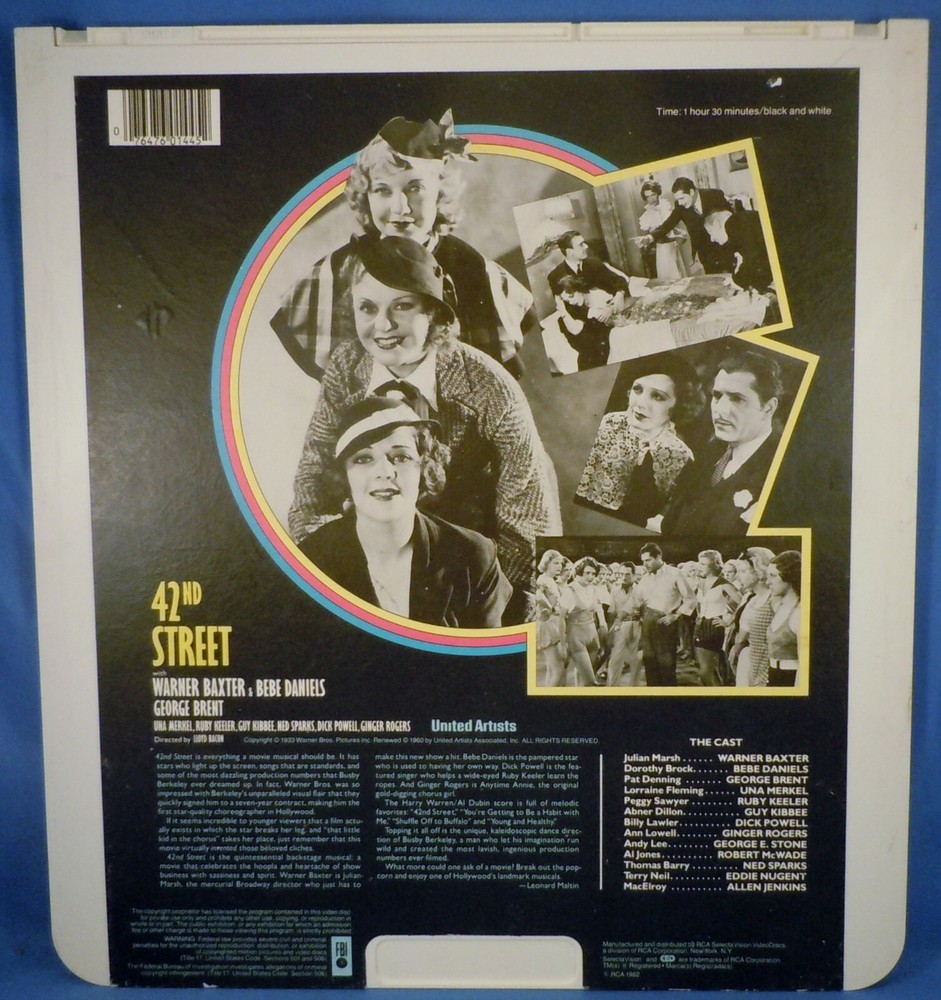 RCA CED VIDEODISC! - 42nd STREET with Dick Powell & Ruby Keeler