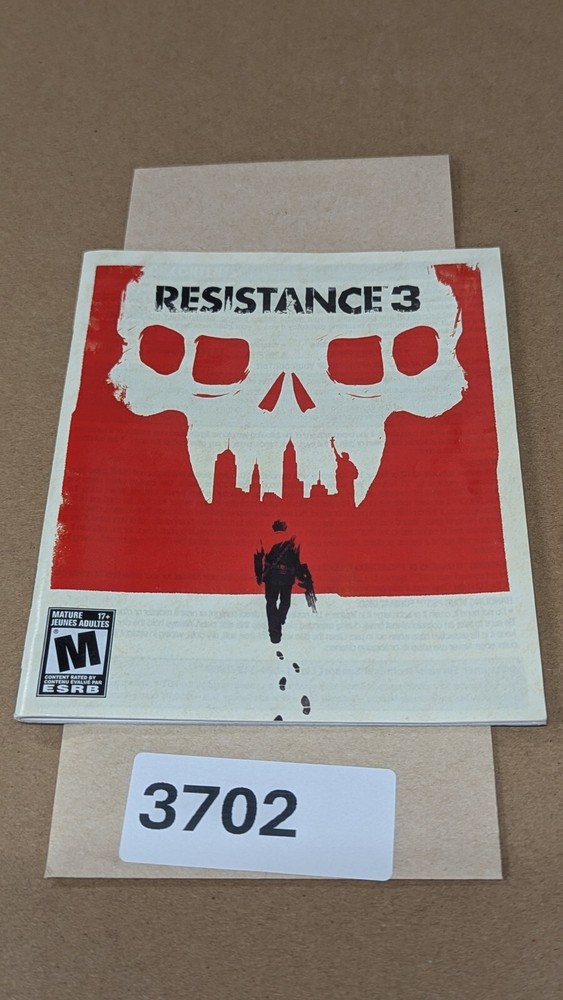 Resistance 3 - PS3 - Manual Only **NO GAME!