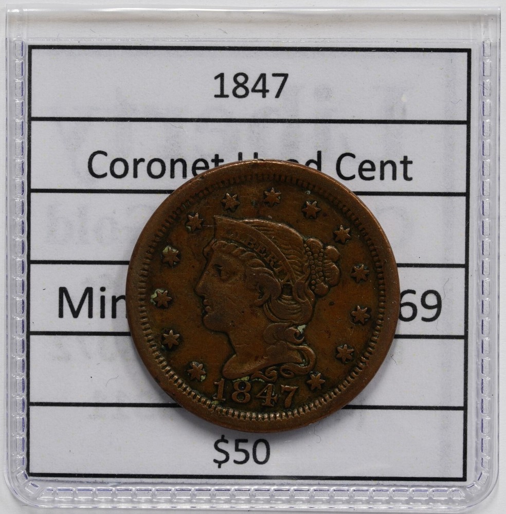 1847 Coronet Head Large Cent