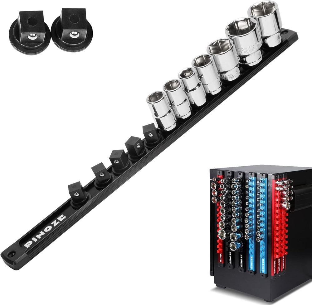 1/2" Magnetic Socket Holder Organizer - Aluminum Alloy Socket Rail Tray for Tool