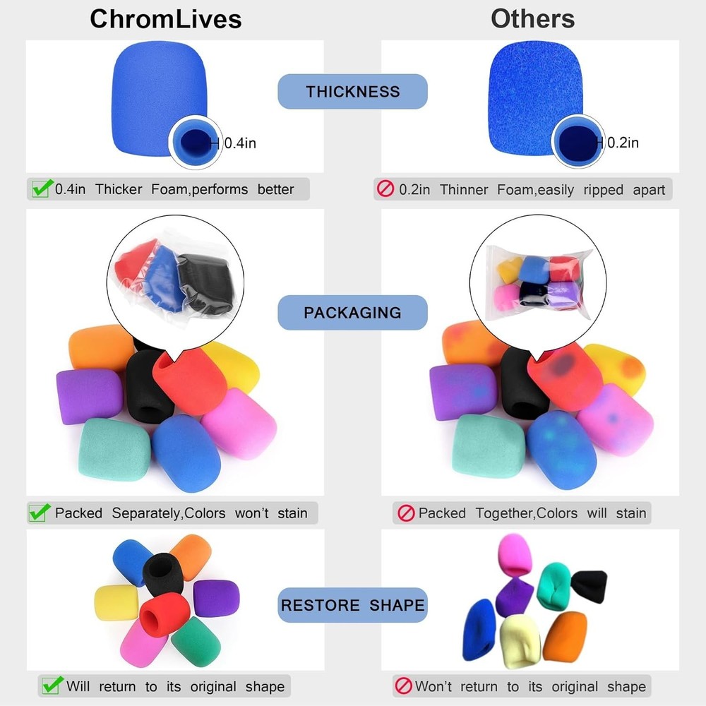 8-Pack Colorful Microphone Foam Covers