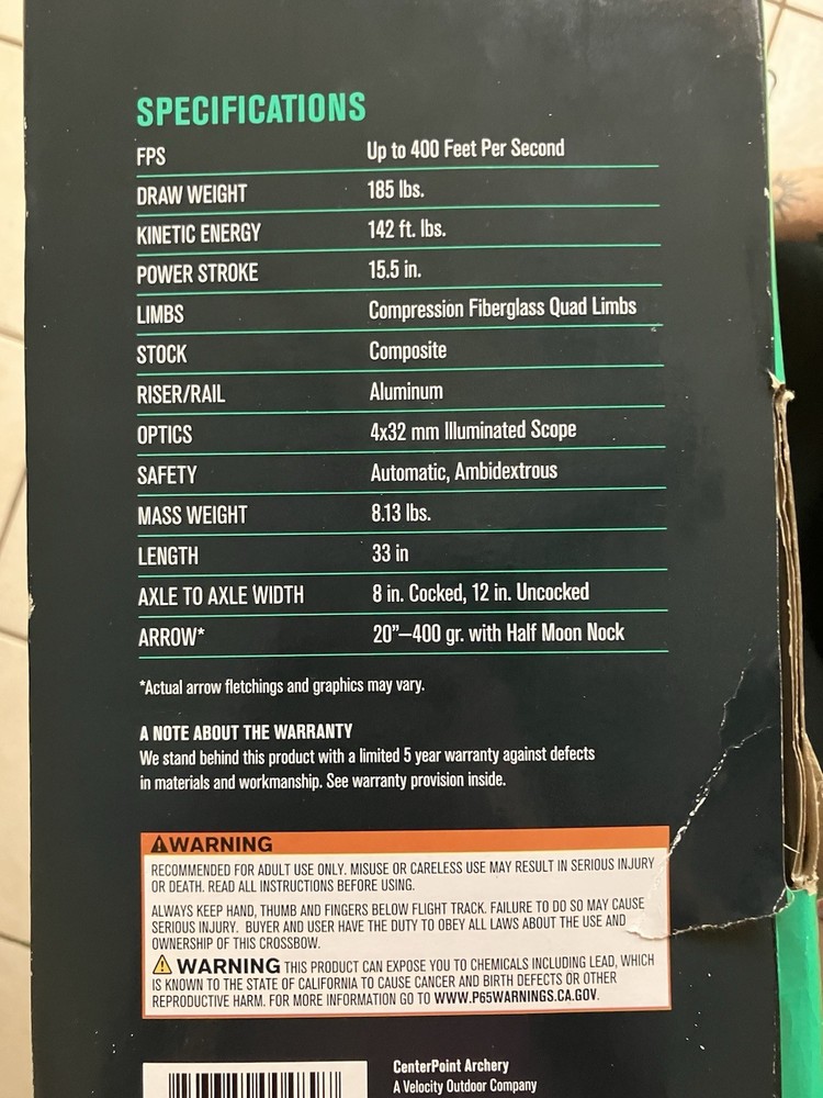 Centerpoint Hellion 400 Compound Crossbow Kit