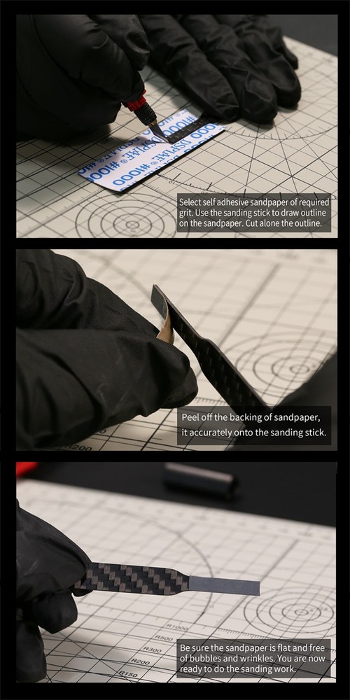DSPIAE: Irregular Carbon Fiber Sanding Sticks - 3-Pack Set 3 Sizes