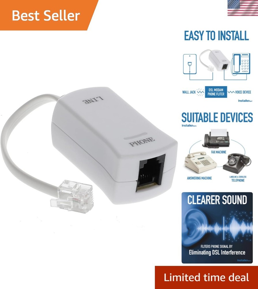 DSL Modem Phone Filter - Eliminate Interference and Boost Call Clarity, Ivory