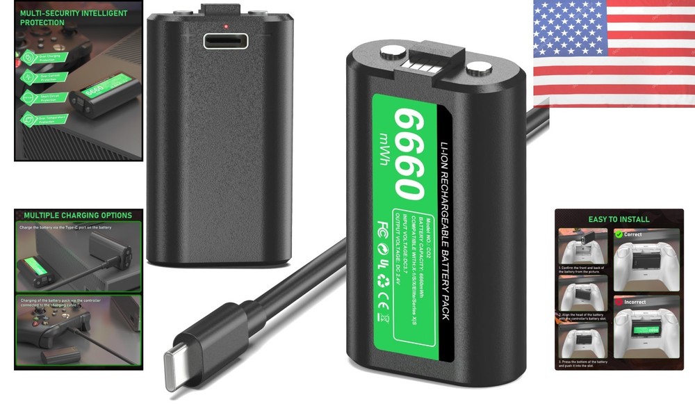 Ultimate Xbox Controller Battery Pack: 2x6600mWh with Fast Charging Capability