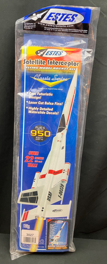 OOP Estes SATELLITE INTERCEPTOR Flying Model Rocket Kit #3027 - Sealed
