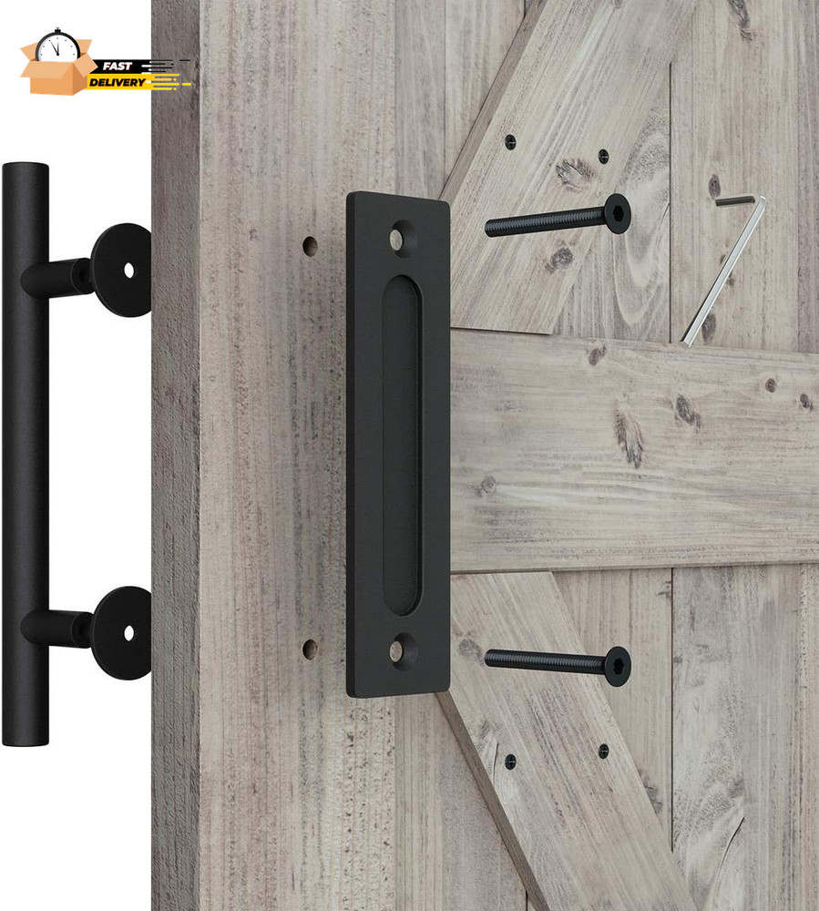 12" Heavy Duty Sliding Barn Door Handle, Pull and Flush Hardware
