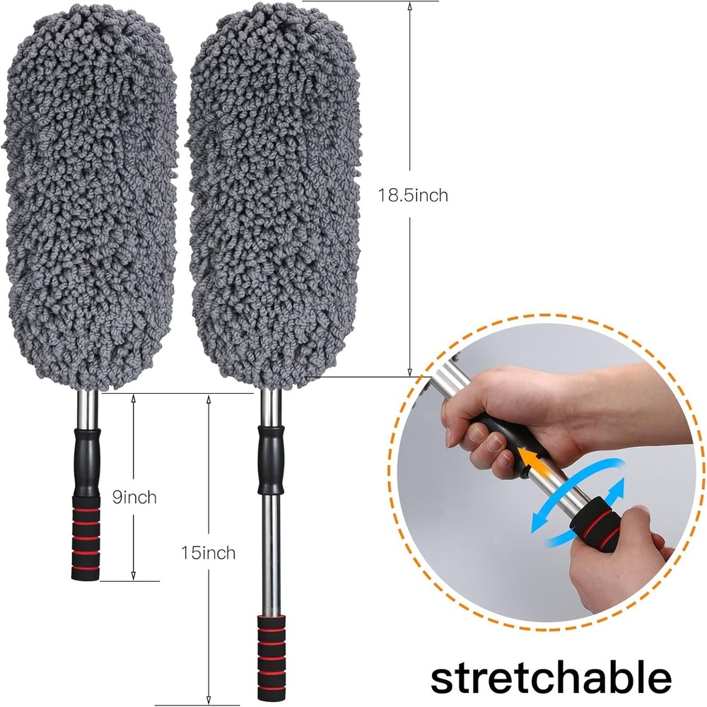 3 Pack Large Microfiber Car Duster Exterior Scratch Free with Extendable