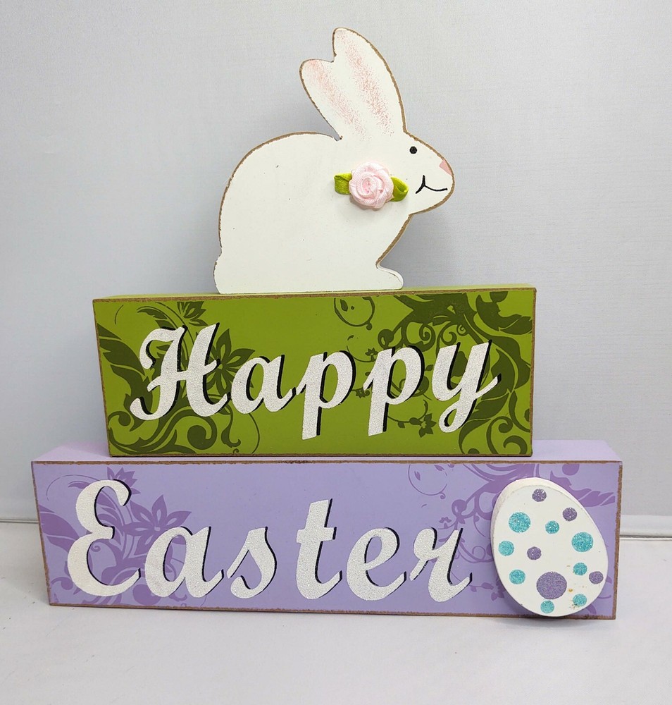 Easter Bunny Rabbit Country Primitive Rustic Sign Table Sitter Spring Home Decor