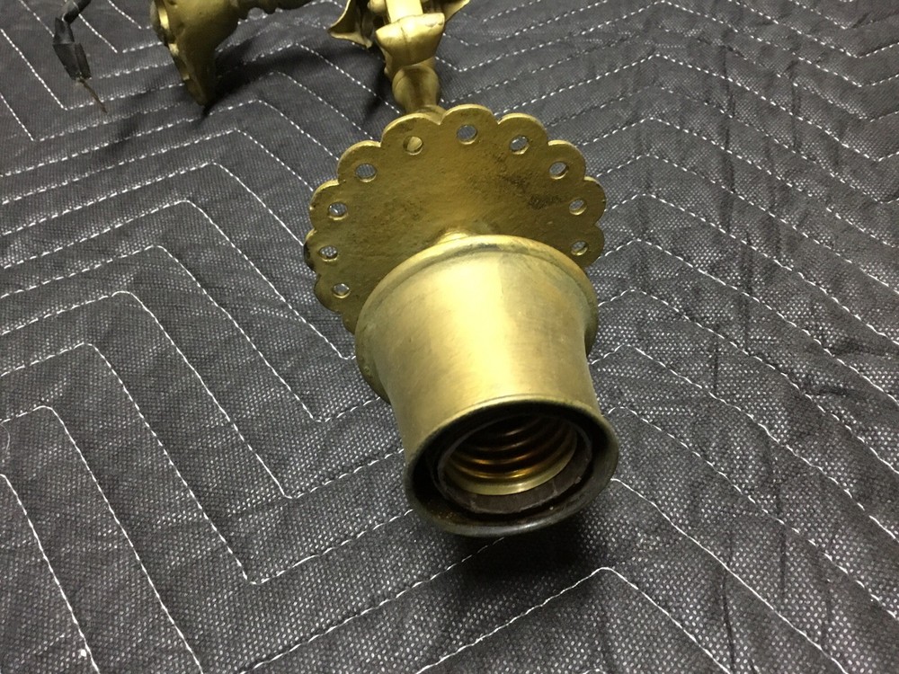 Antique Renaissance Ornate Gilded Solid Brass Wall Light Sconces