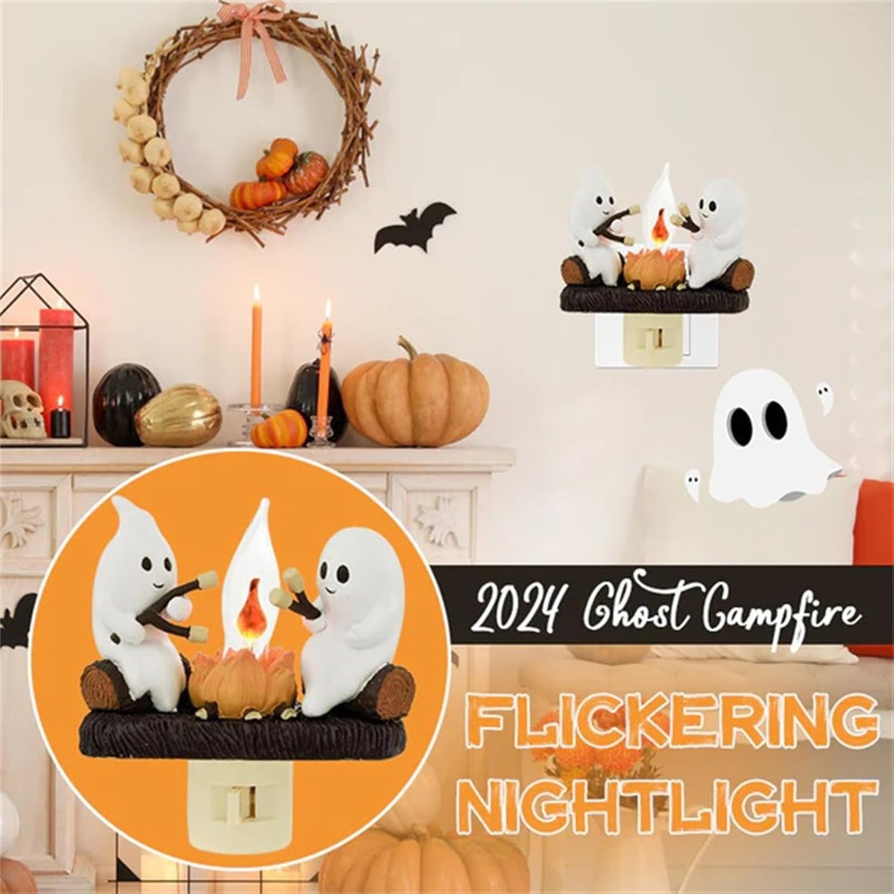 Halloween Decorations, Ghost Campfire Flickering Nightlight Faux Campfire 3D LED