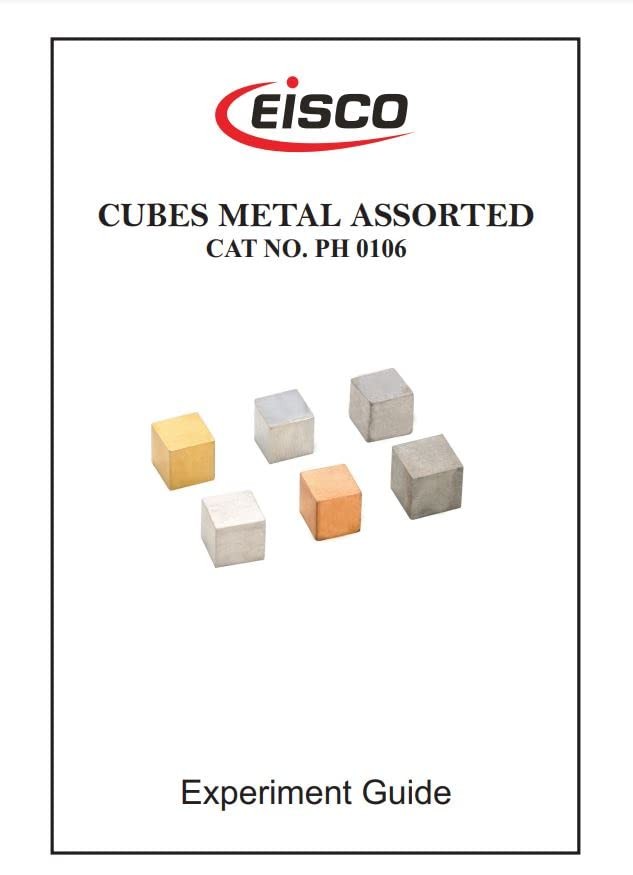 EISCO Density Cubes Set - Includes 6 Metals - Brass, Lead, Iron, Copper,...