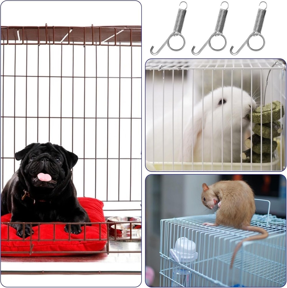 20 Pcs Spring Cage Latch Door Spring Hook Metal Finger Multi-Functional Pet Cage