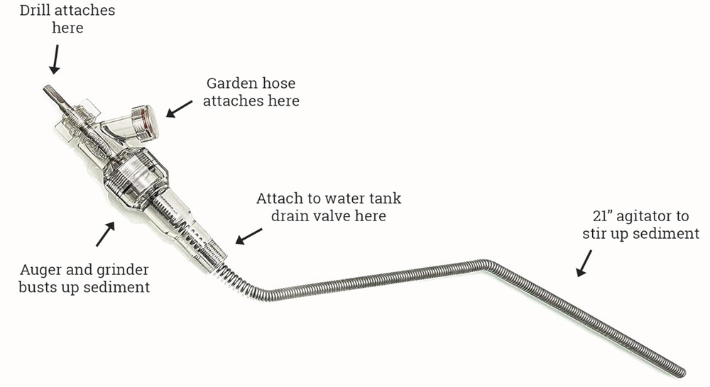 Water Heater Cleaning Tool, Improves Hot Water Supply