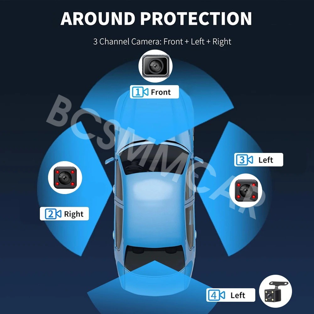 Car DVR Dash Cam Video Recorder Camera 4 Channel Mobile Detection Loop Recording