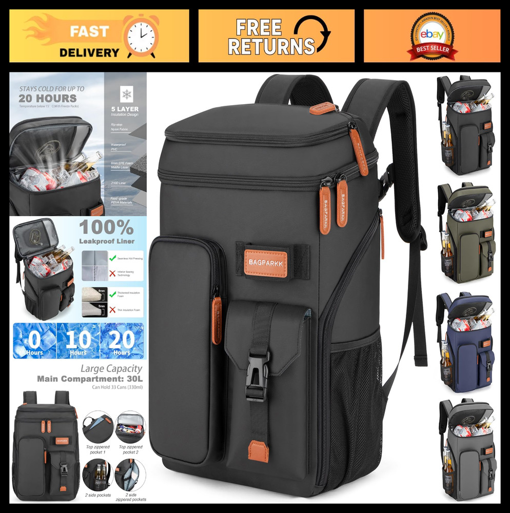 Insulated Cooler Backpack for 33/45 Cans, Leakproof Double Deck, Lightweight Tra