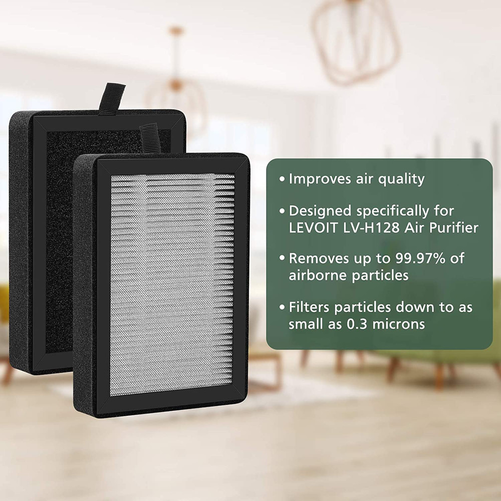 4 Pack Replacement Filter for LEVOIT LV-H128, PUURVSAS (HM669A), ROVACS (RV60)