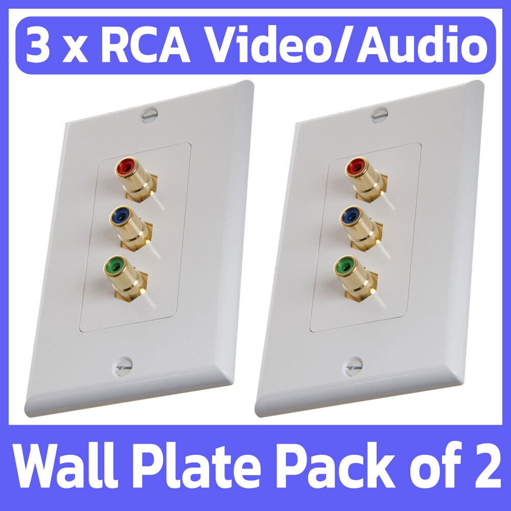 4 Pack 3 RCA Wall Plate Three RCA Component Faceplate Cable Coupler WallPlate