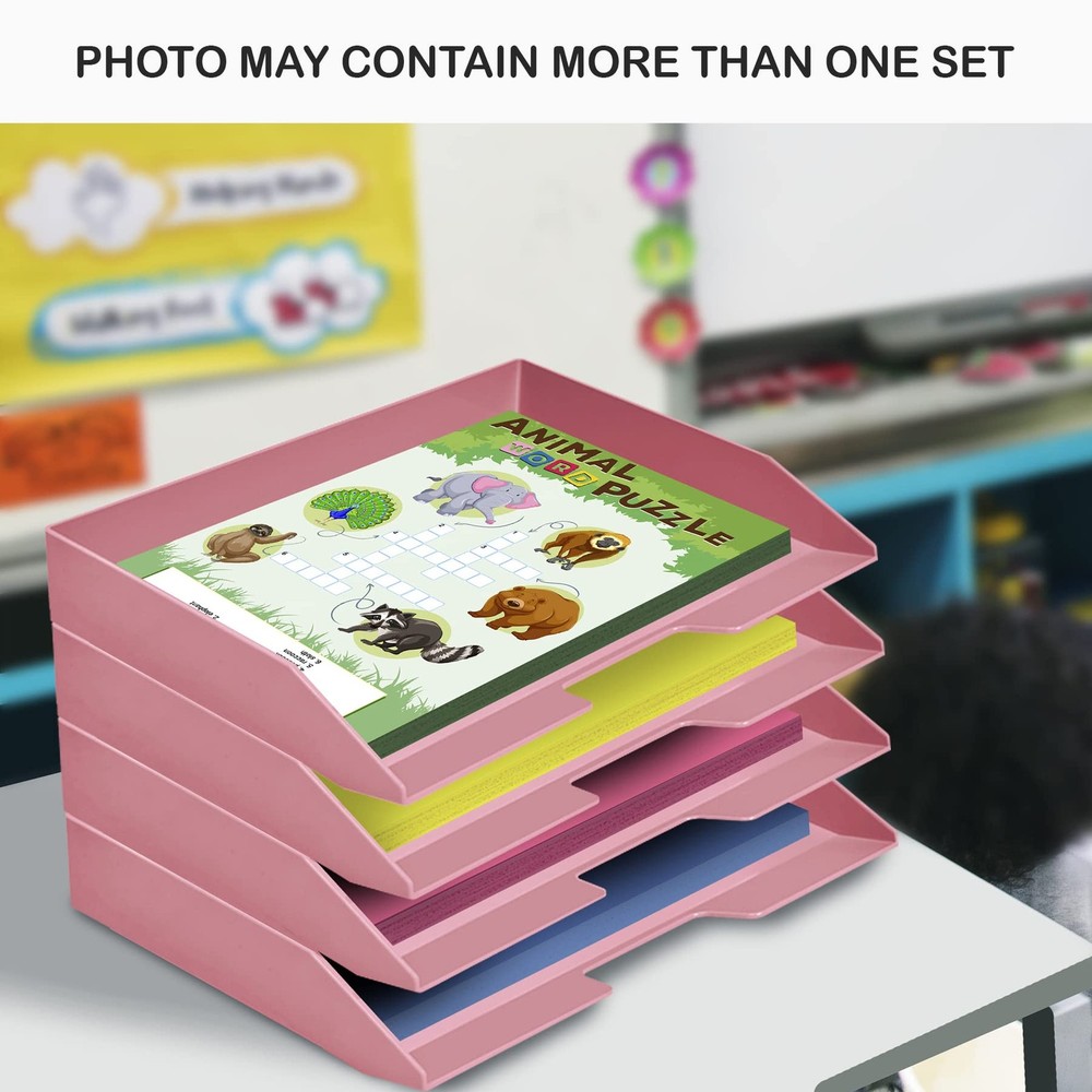 Stackable Letter Tray Single Side Load, Plastic, Desktop File Organizer (Soli...