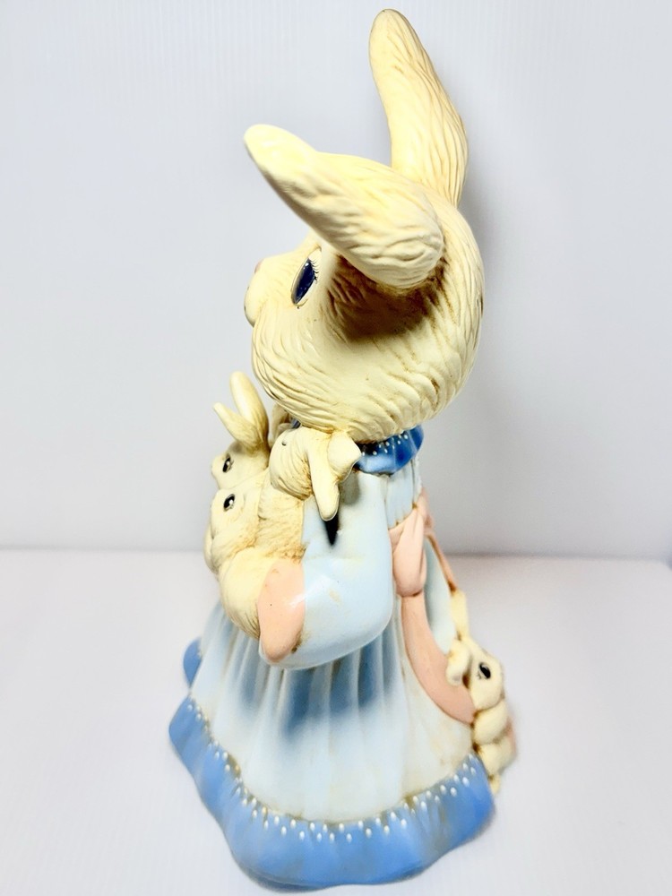 Vintage 1980’s Easter Bunny Rabbit Mama With Babies 12" Ceramic Easter Decor