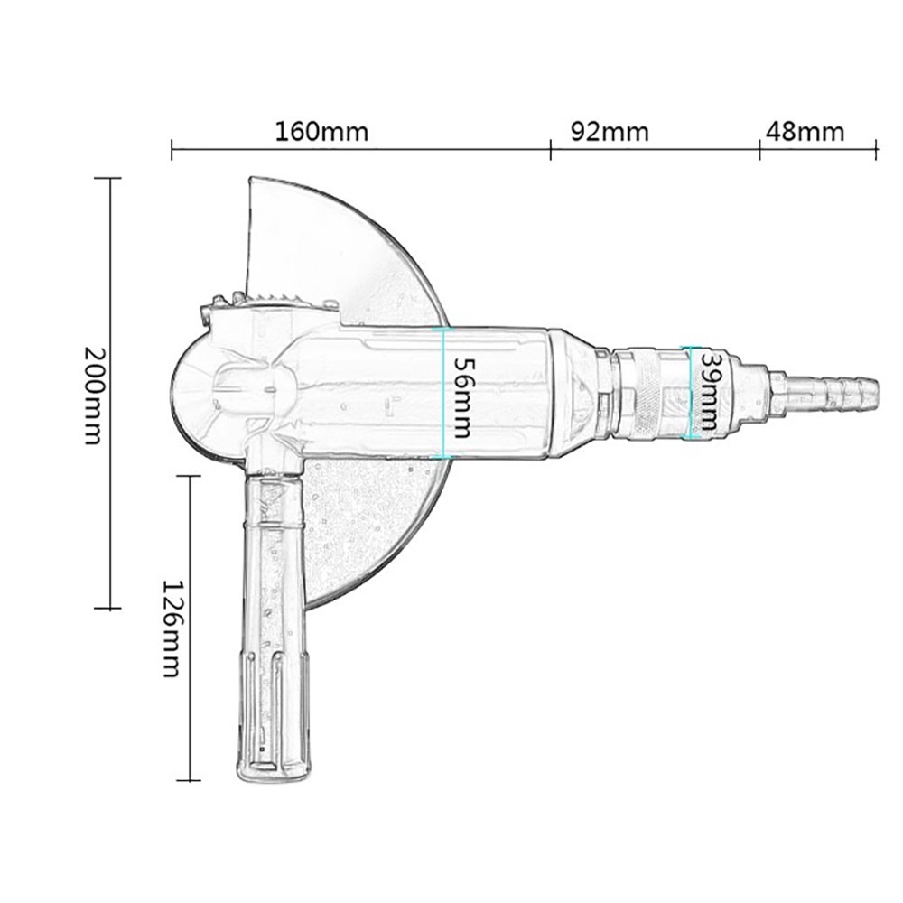 7 Inch (180mm) Pneumatic Angle Grinder Hand Grinder Right Angle Grinding Machine