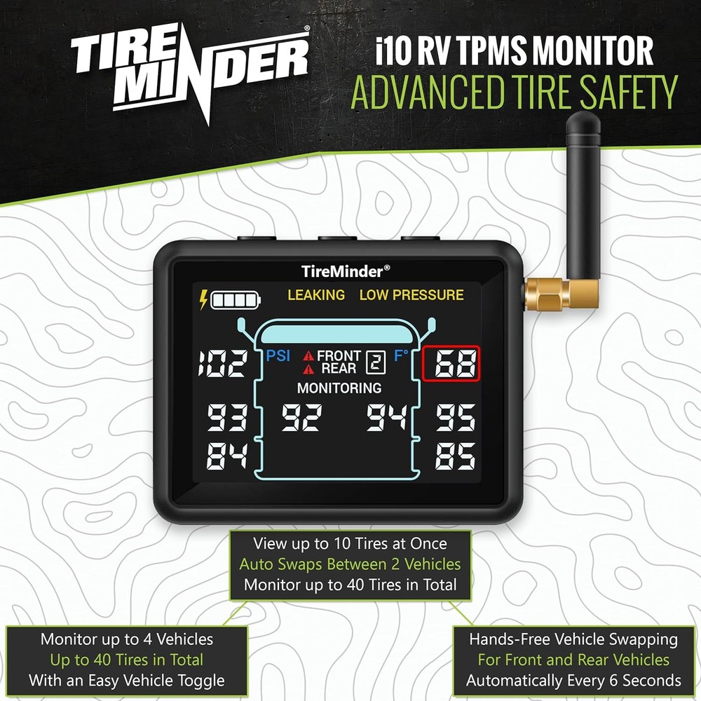 TireMinder i10 RV TPMS with 4 Transmitters, Black