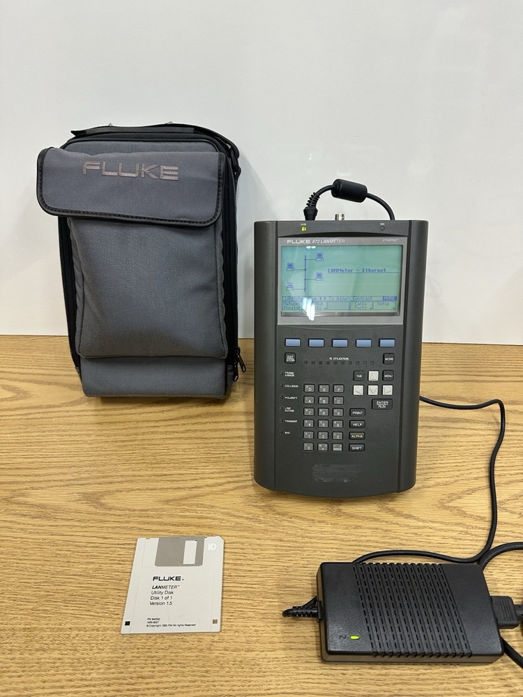 FLUKE 672 Ethernet LANmeter Network Analyzer W/ Bag Disk Adapter Powers UNTESTED
