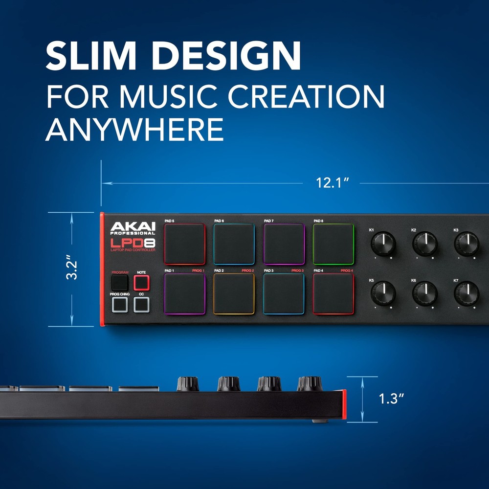 Akai Professional LPD8 - USB MIDI Controller with 8 Responsive Compact, Black