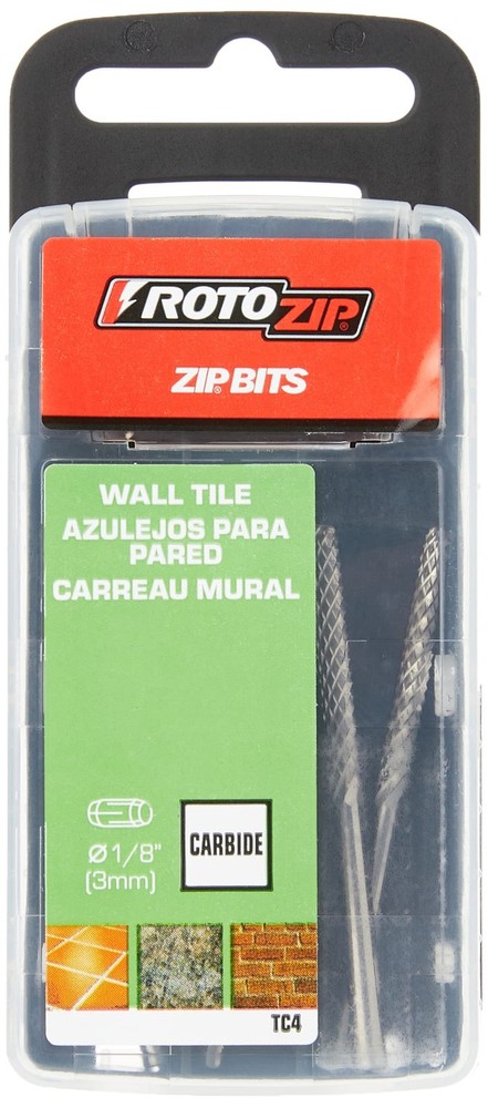 Roto Zip TC4 1/8" Tile-Cutting Carbide Zip Bits, 4-Pack, Silver