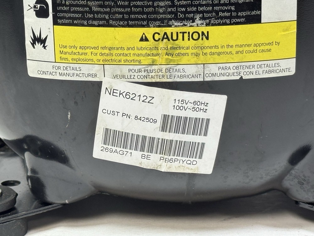 NEK6212Z COMPRESSOR W/ START COMPONENT CAPACITOR for TRUE PART# 842509