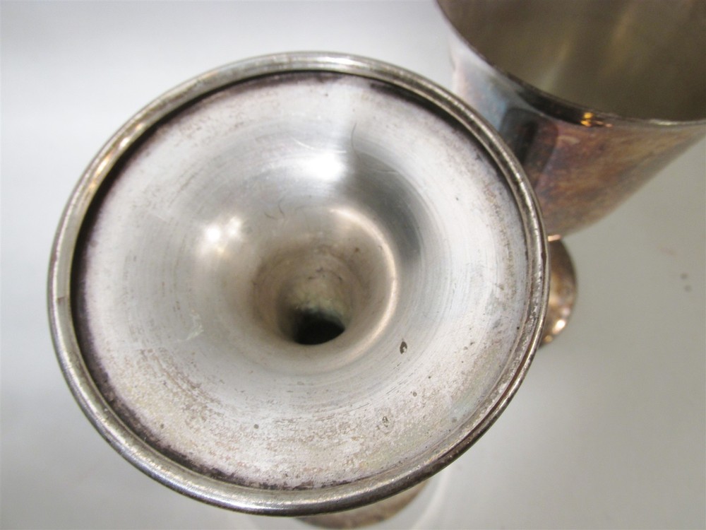 Pair Vintage Silver Plate Wine Water Goblets Unmarked