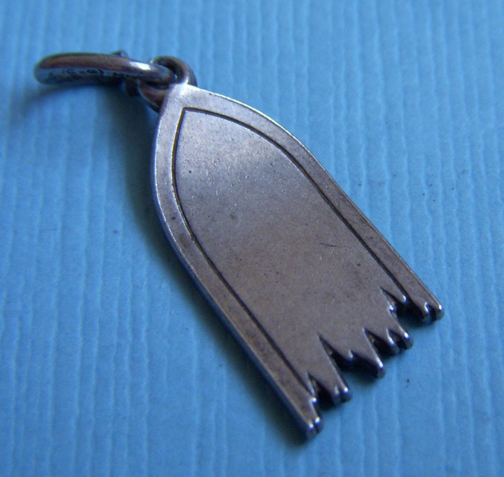 Vintage broken ski silver charm